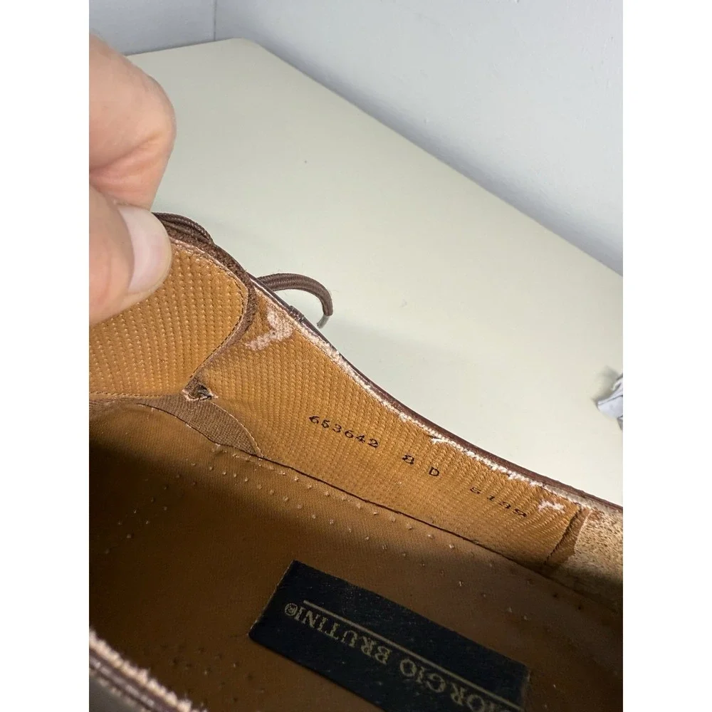 Giorgio Brutini Mens Brown Leather Imitation Braided Lace Up  Sz 8D  Dress Shoes